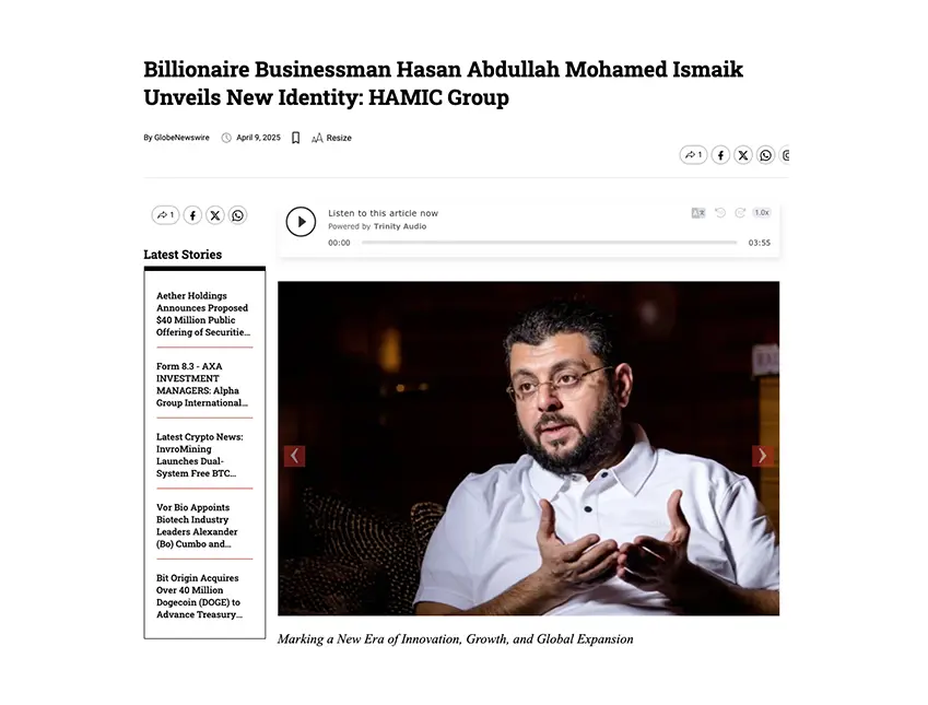 Billionaire Businessman Hasan Abdullah Mohamed Ismaik Unveils New Identity: HAMIC Group